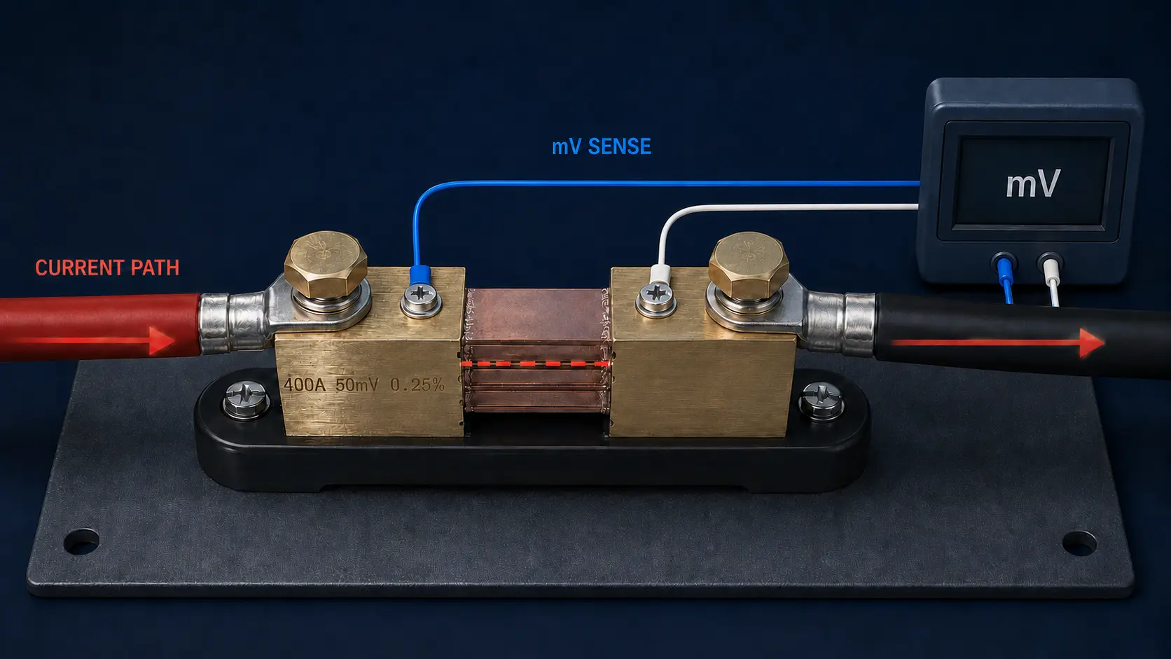 DC shunt Kelvin connection for battery monitor wiring