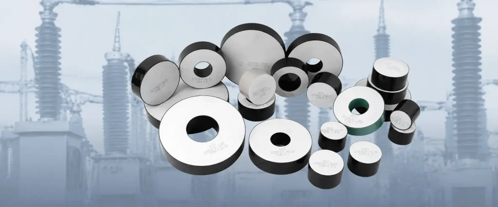Metal oxide varistor components used in zinc oxide surge arrester construction