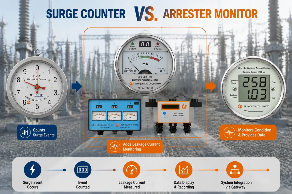 Surge Counter vs. Arrester Monitor: Function Comparison and Selection